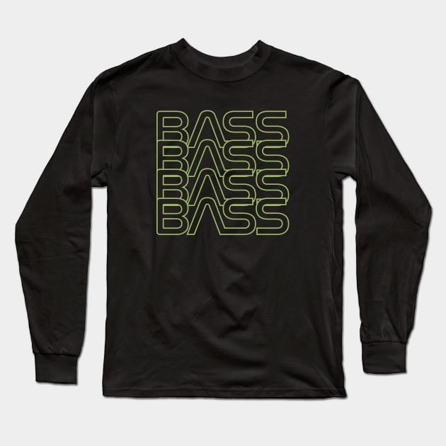 Bass Repeated Text Yellow Green Long Sleeve T-Shirt by nightsworthy